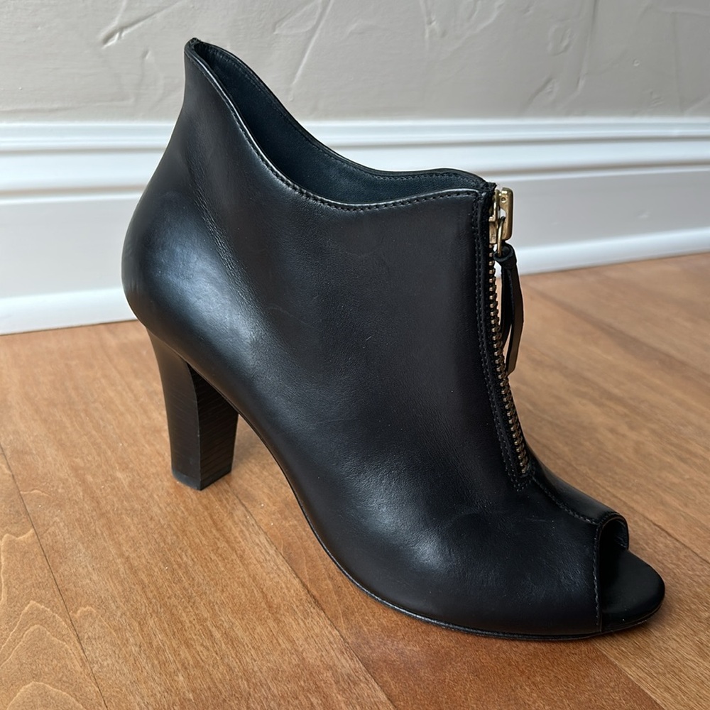 Paul Green Black Leather Peep Toe Ankle Booties “Topaz Sand” 9